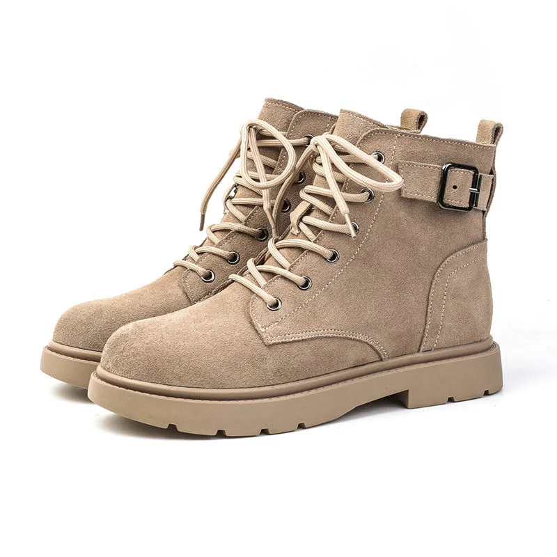 Women's Suede Lace-Up Short Boot