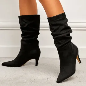Women's Suede Pointed Toe Stiletto Boots